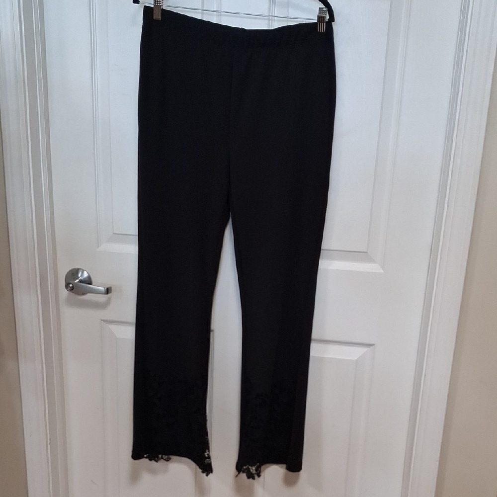Black Lace Trim Pants